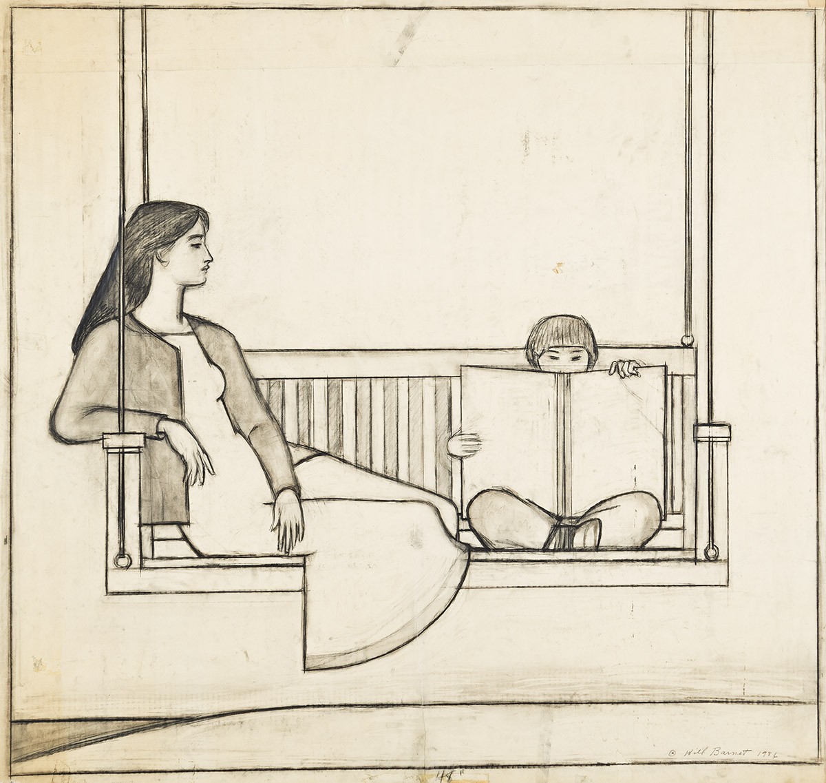 WILL BARNET Study for Summer (The Swing).
